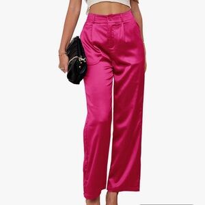 Amazon Fuchsia Satin Wide Leg Pants